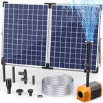 Biling Solar Water Fountain 35W Solar Powered Water Pump for Garden Small Pond, with Adjustable Water Flow, 1500 L/H Quiet Pump 4 Nozzles 2M Hose 5M Cable DIY Outdoor Water Feature Waterfall Dog Pool