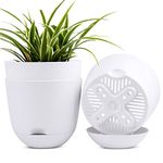 8 inch Self Watering Pots, 3 Pack Planters for Indoor Plants Flower Garden Pot with Drainage Hole and Deep Reservoir