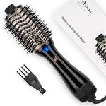 One Step Hair Dryer & Volumizing Hot Air Brush, Hair Blow Dryer Brush, Ceramic Straightener Brush, Curler & Hot Comb 4 in 1 Salon Ionic Hair Brush, Hair Styling Tools, Black