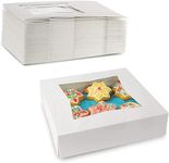 MT Products White Cookie Boxes - Size of 8" X 8" X 2.5" - (15 Pieces) Auto Pop-Up Bakery Boxes with Window - Made in the USA