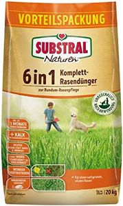 Substral Naturen 6in1 Komplett Rasendünger, mit Sofort und Langzeitwirkung mit Extra Kalk und Kalium, 270 m², 20 kg