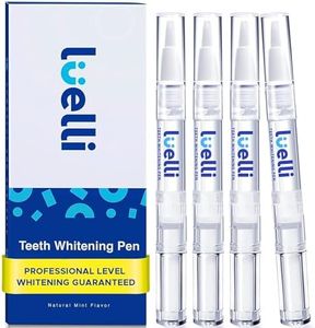 Luelli Teeth Whitening Pen, 50+ Uses - Travel Size Professional Tooth Whitener Gel, Extra Strength Organic Teeth Bleaching Gel for Sensitive Teeth, Instant Stain Removal, Simply White Smile, 4 Count
