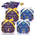 12PCS Diwali Gift Box, Hexagonal Diwali Sweets Gift Box, Diwali Gift Hamper Box, Diwali Sweet Boxes Indian with Ribbon for Diwali Party Supplies