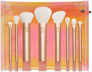 REAL TECHNIQUES The Wanderer Make up Brush Kit, Premium and Professional 8 Midi-size Brush Set with Bag, Soft Bristles, Foundations, Powders, and Concealers, Gold