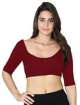 VSTAR Deep Neck Comfy Blouse Maroon - Womens Viscose, Half Sleeve, Medium