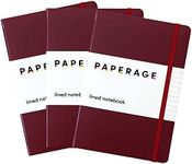 PAPERAGE Lined Journal Notebooks, 3 Pack, (Burgundy), 160 Pages, Medium 5.7 inches x 8 inches - 100 gsm Thick Paper, Hardcover