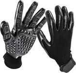 Healthman Pet Grooming Gloves - Hair Removal Mitts - for Cats, Dogs & Horses - Gentle De-Shedding Brushes - Works as Grooming, Bathing, Combing and Massage Gloves (Black)