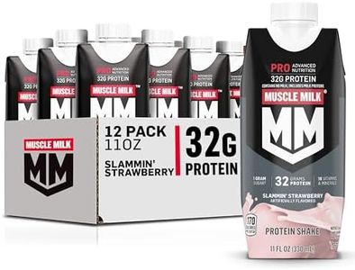 Muscle Milk Pro Advanced Nutrition Protein Shake, Slammin' Strawberry, 11 Fl Oz Carton, 12 Pack, 32g Protein, 1g Sugar, 16 Vitamins & Minerals, 5g Fiber, Workout Recovery, Bottle, Packaging May Vary