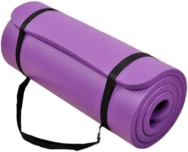 Fitvids 1-Inch Extra Thick High Density Anti-Tear Exercise Yoga Mat with Carrying Strap, Purple