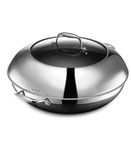 HexClad Hybrid Nonstick 35 cm Wok with Steel Lid, Dishwasher and Oven Safe, Induction Ready, Compatible with All Cooktops