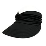 Sun Hat Women, Sun Beach Visor Cap UV Protection with Wide Brim for Sports Beach Golf Hiking, Black, One Size