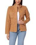 kensie Jeans for Women Lightweight Zip-Up Utility Jacket, Wild Mushroom, Medium