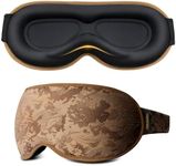 100% Blackout Sleep Mask for Women Men, Luxury 3D Contoured Eye Mask for Lash Extensions, Elegant Jacquard Soft Breathable Eye Masks for Sleep, Night Blindfold for Travel, Airplane, Yoga, Brown