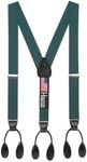 HOLD'EM Men Y-Back Adjustable Suspenders, Leather Trimmed Button End Tuxedo Suspenders with Many colors and designs - Hunter (Tall 54" Long)