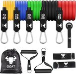 GOAT Resistance Tube Bands with 30+ Exercise, Resistance Tube with Foam Handles, Door Anchor for Exercise, Suitable in Home & Gym for Men & Women (Set of 11 Tube Bands)