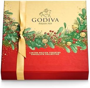 Godiva Assorted Chocolate Holiday Gift Box - 18 Piece Limited Edition Gourmet Chocolate Candy Gift Box in a Red, Gold and Green Garland Festive Design