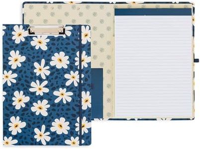 Steel Mill & Co Cute Clipboard Folio with Refillable Lined Notepad and Interior Storage Pocket, Padfolio for Work (Leopard Daisy)