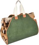 ADERFIA Firewood Carrier - Large 40"x19" | Waxed Canvas log Carrier Tote Bag | Wood carrier with Handles | Premium Quality | Light and Durable | Ideal for Camping, Fireplace Accessory, Holiday gift