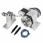 CNC Milling Machine Rotational Axis CNC Router Rotary Table Rotary a axis 4th Axis 65mm 3 Jaw Chuck Dividing Head w/ Nema17 stepper motor w/ 54mm Tailstock Reducing ratio 4:1 for CNC Engraving Machine