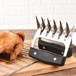 2 Pack Stainless Steel Meat Shredder Bear Claws with Plastic Handle, Meat Claws, Robust BBQ Pulled Pork Paws Cave Tools, Solid Metal Meat Claws, Sturdy