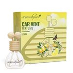 Aromahpure Premium Car Perfume Vent Clip |14 ML |Lemon Fragrance Car Air Freshener |Natural Essential Fragrance Oils in Glass Bottle with Wooden Reed Sticks|Last upto 30 days, IFRA certified