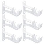 6 Pack Curtain Rod Bracket White Heavy Duty Curtain Rod Holders Hooks for Drapes Wall Mounted Curtain Rod Hangers Brackets for 1-1.2" Diameter Curtain Rods, Easy Installation