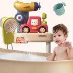 Suebah Baby Bath Toys with Car Toys and Toddler Shower with Submersible Water Pump Baby Water Toys Kids Fun Interactive Bathtub Toys for Toddlers 3-5 Baby Shower Birthday Gift