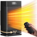 Portable Electric Space Heater with Remote, Primevolve 1500W Ceramic Oscillating Heater with Thermostat and LED Display, 3 Modes 12H Timer Overheating & Tip-Over Protection for Home Office Bedroom