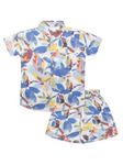 superminis Boys Coordinated Set With Printed Rayon Shirt and Shorts (4-5 Years, Blue)