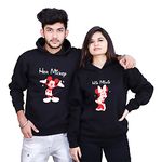 The Tee Shop Couple Sweatshirts Cotton Warm Pullover Printed Girl Friend & Boy Friend Sweater - Pack of 2 (Black, Male - XL, Female - XXL)