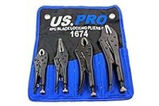 US PRO 4PC Black Locking Pliers Set 5" 6.5" 7" & 10" - Mole Vice Clamp Grips 1674