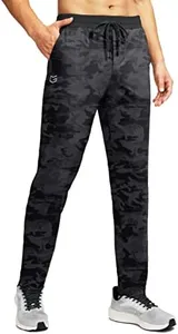 G Gradual Mens Sweatpants with 4 Pockets Tapered Track Athletic Slim Fit Pants for Running, Exercise, Workout, Gym, Black Camo, XX-Large