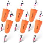Vipfish Popping Corks Floats Saltwater - Rattles and Floats for Catfish Redfish Speckled Trout Rigs with a 3/8 oz Egg Weight, and a High-Visibility Cork (Orange, 6pcs)