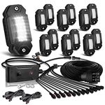 LEDKITO R2 White LED Rock Lights Kits with Switch Wire Harness 12PCS for Trucks Je-ep Off Road RZR SUV ATV UTV Super Bright Pure White Under Glow Lights Trail TRAI Rig Lights High Power Waterproof