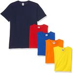 Fruit of the Loom Men's Valueweight Short Sleeve T-Shirt Pack of 5, Navy/Red/Orange/Royal/Yellow, Large