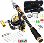 BNTTEAM Spinning Rod and Reel Combo Carbon Telescopic Fishing Rod 13BB Fishing Reel Bag Lures Line Hooks Set for Travel Surf Saltwater Freshwater