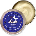 Awake Organics Natural Deodorant Balm - Moon Goo, 60g. Extra Strength. Lavender + Lemongrass. No Aluminium, Plastic Free, Cruelty Free. With Bicarb (Baking Soda) & Beeswax. Made in England.