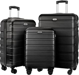 AnyZip Luggage Sets 3 Piece PC ABS Hardside Lightweight Suitcase with 4 Universal Wheels TSA Lock Carry On 20 24 28 Inch Black