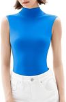 PUMIEY Sleeveless Bodysuit for Women Mock Turtle Neck Sexy Tank Tops Body Suits Women Clothing Pool Large