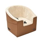 Amazon Basics Pet Car Booster Bucket Seat for Small Pets up to 25lbs, Machine Washable Cover, Clip-On Safety Leash, 18" x 18" x 16", Tan