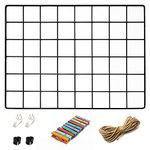 1 Pack Wire Wall Grid Panel | Hanging Home, Office & Kitchen Décor | Mesh Storage Organizer & Picture Frame | Wire Notice Board | Memo & Photo Board | Wall Display | Metal & Black