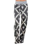 HOMEBABY Women Floral Prints Drawstring Waist Wide Leg Flowy Pants Loose Yoga Trousers Ladies Casual Summer Sports Workout Gym Fitness Exercise Skinny Girls Baggy Lounge Pants (S, Gray-Geometry)