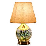 Table Lamp, Desk Lamp with Bulb Included, Modern Lamp with Unique Lampshade, Handmade 3D Effect Glass Base, Perfect for Table in Bedroom, Bedside, Living Room, Office (Table Lamp Aladdin)