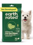 Earth Rated Vet-Developed Pet Eye Wipes, Hypoallergenic Cleaner for Dogs & Cats Eyes to Remove Dirt & Discharge, Fragrance Free, 70 Count