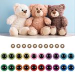 Glitter Safety Eyes, 100 Piece Coloured Safety Eyes for Crochet Toys, Stuffed Animal Eyes, Colorful Doll Eyes with Washers, DIY Craft Doll Eyes for Doll Making Teddy Bear, Red Blue Green Yellow(16mm)