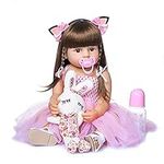 TERABITHIA 22 Inch So Truly Cute Reborn Baby Doll Real Newborn Princess Toddler Girl Dolls Crafted in Full Body Silicone Vinyl Anatomically Correct