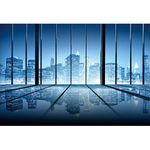 Yeele 6x4ft City Night View Office Building Backdrop City Aerial View Skyscraper Glass Window City Landscape Photography Background Adult Man Artistic Portrait Photo Shooting Vinyl Studio Props