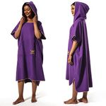 Winthome Changing Robe for Adult Women Men, Lightweight Towel Poncho for Surfing Swimming Wetsuit Beach Changing (Purple, XL)