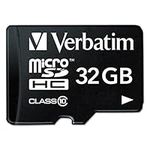 VERBATIM 32GB Premium MicroSDHC Memory Card with Adapter, UHS-I Class 10-44083, Black