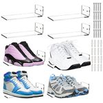 YOUEON 8 Pack Floating Shoe Display Shelf with Hardware, 8 x 3 Inch Acrylic Shoe Shelf for Wall, Floating Sneaker Shelves for Bedroom, Gaming Room, Sneaker Collection, Easy to Install